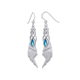 Celtic Knot Angel Wing Silver Earrings with Marquise Gemstone TER1928