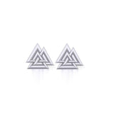 Viking Valknut Sterling Silver Post Earrings TER1943