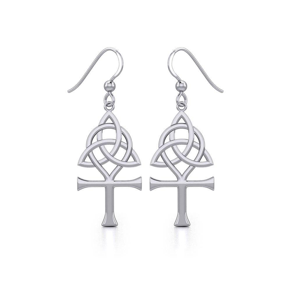 Triquetra and Ankh Sterling Silver Earrings TER1952
