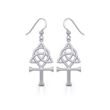 Triquetra and Ankh Sterling Silver Earrings TER1952