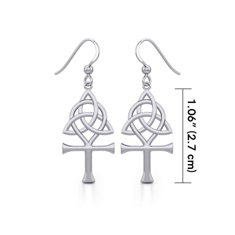 Triquetra and Ankh Sterling Silver Earrings TER1952