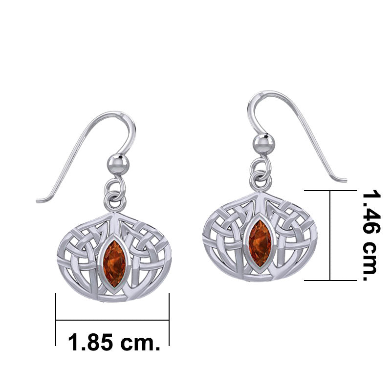 Celtic Knotwork Silver Earrings with Gemstone TER2034