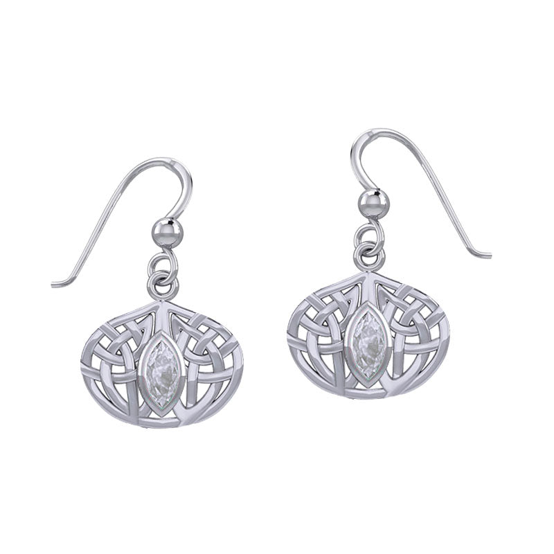 Celtic Knotwork Silver Earrings with Gemstone TER2034