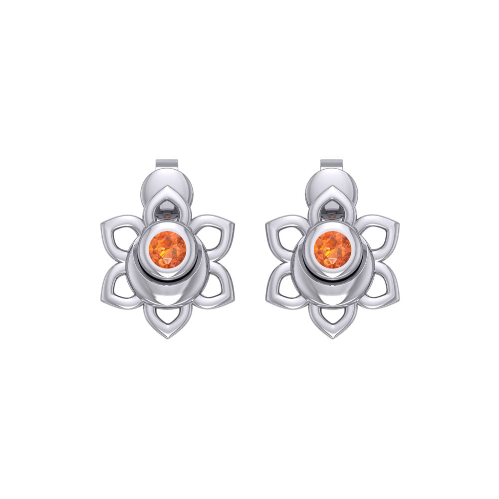 Svadhisthana Sacral Chakra Sterling Silver Post Earrings with Gemstone TER2038