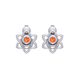 Svadhisthana Sacral Chakra Sterling Silver Post Earrings with Gemstone TER2038