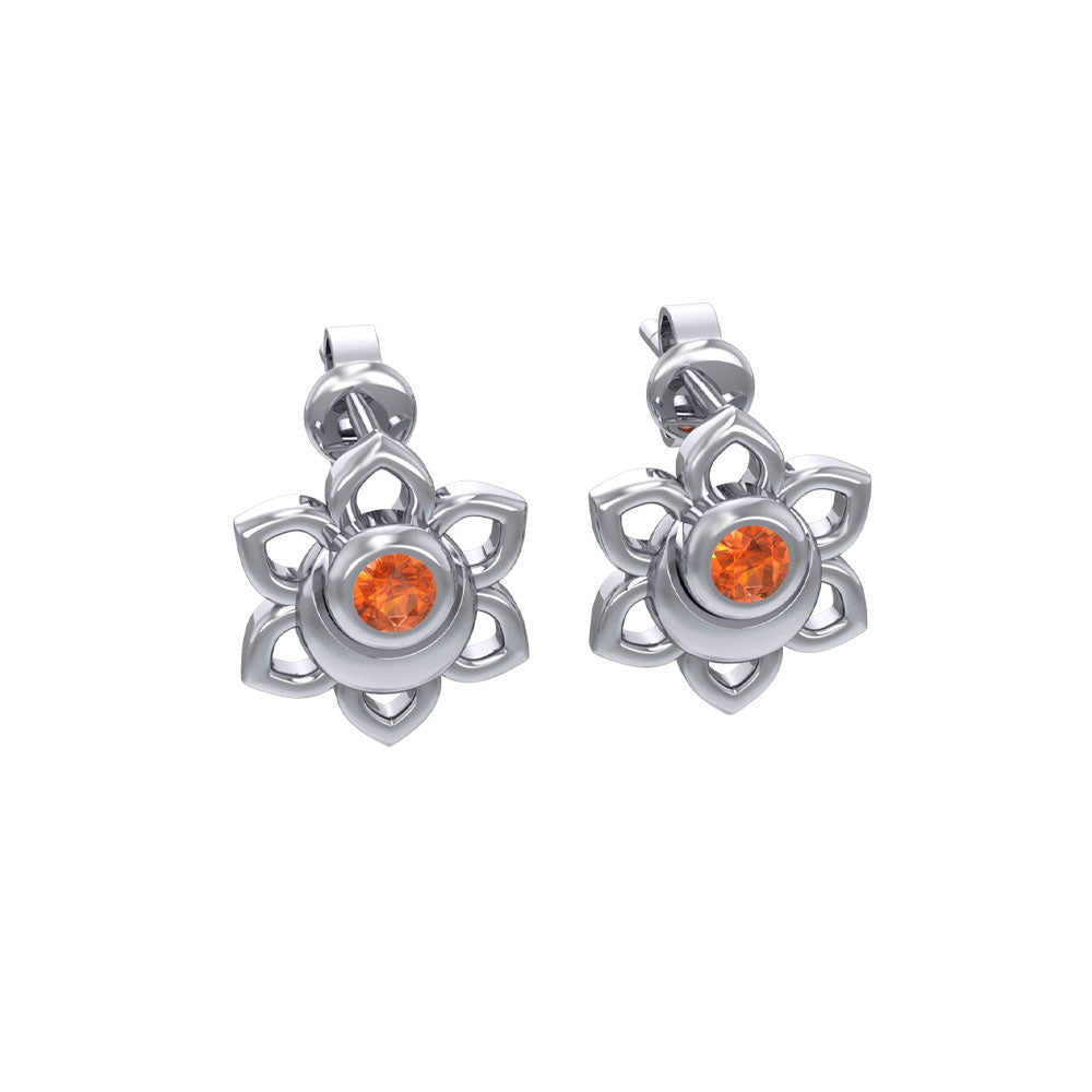 Svadhisthana Sacral Chakra Sterling Silver Post Earrings with Gemstone TER2038