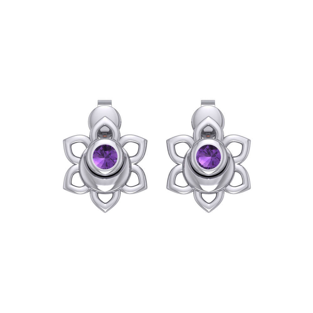 Svadhisthana Sacral Chakra Sterling Silver Post Earrings with Gemstone TER2038
