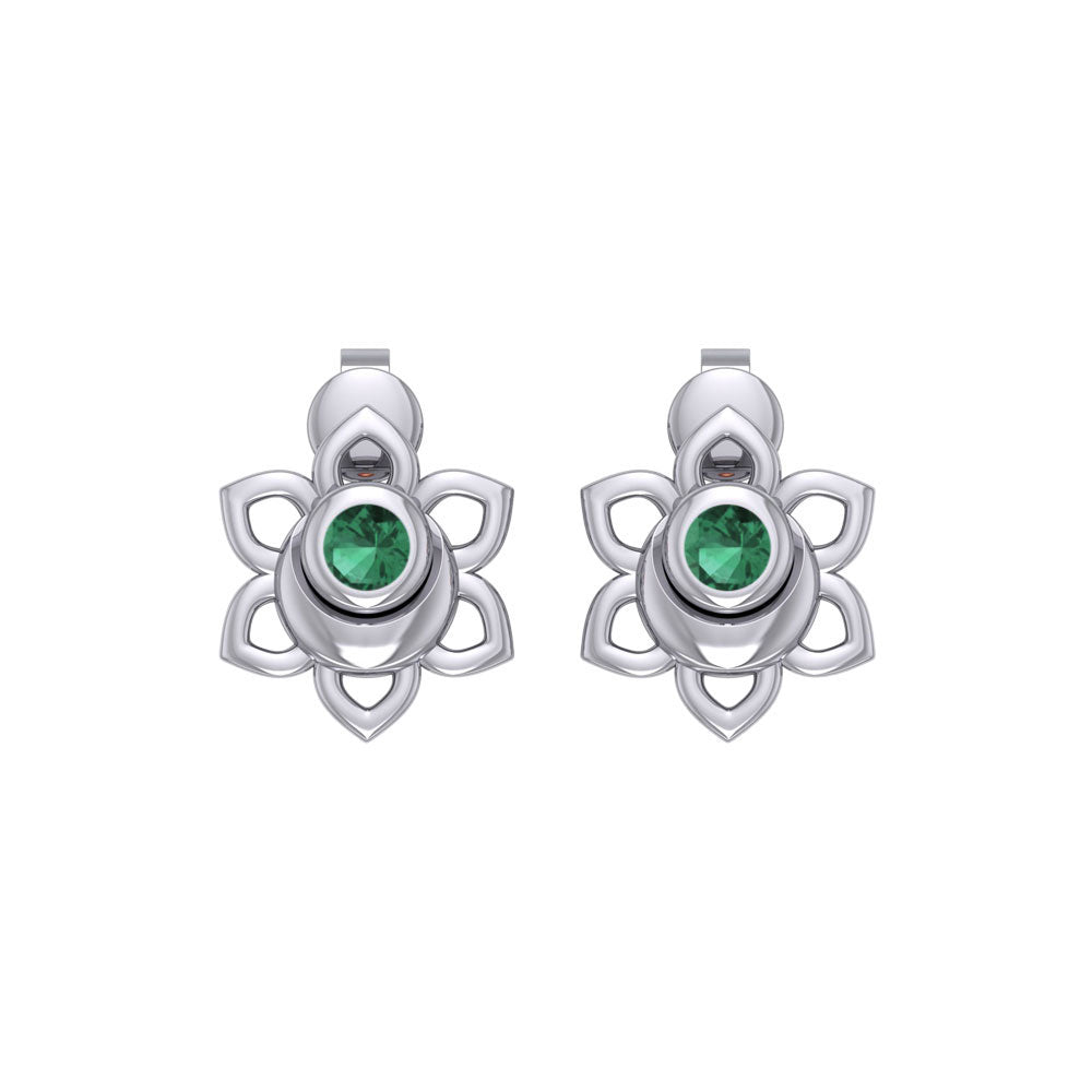 Svadhisthana Sacral Chakra Sterling Silver Post Earrings with Gemstone TER2038