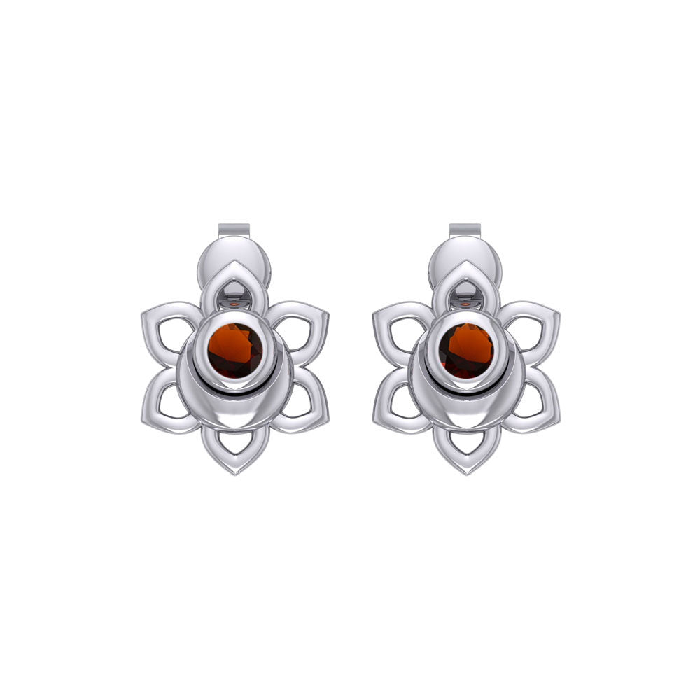 Svadhisthana Sacral Chakra Sterling Silver Post Earrings with Gemstone TER2038