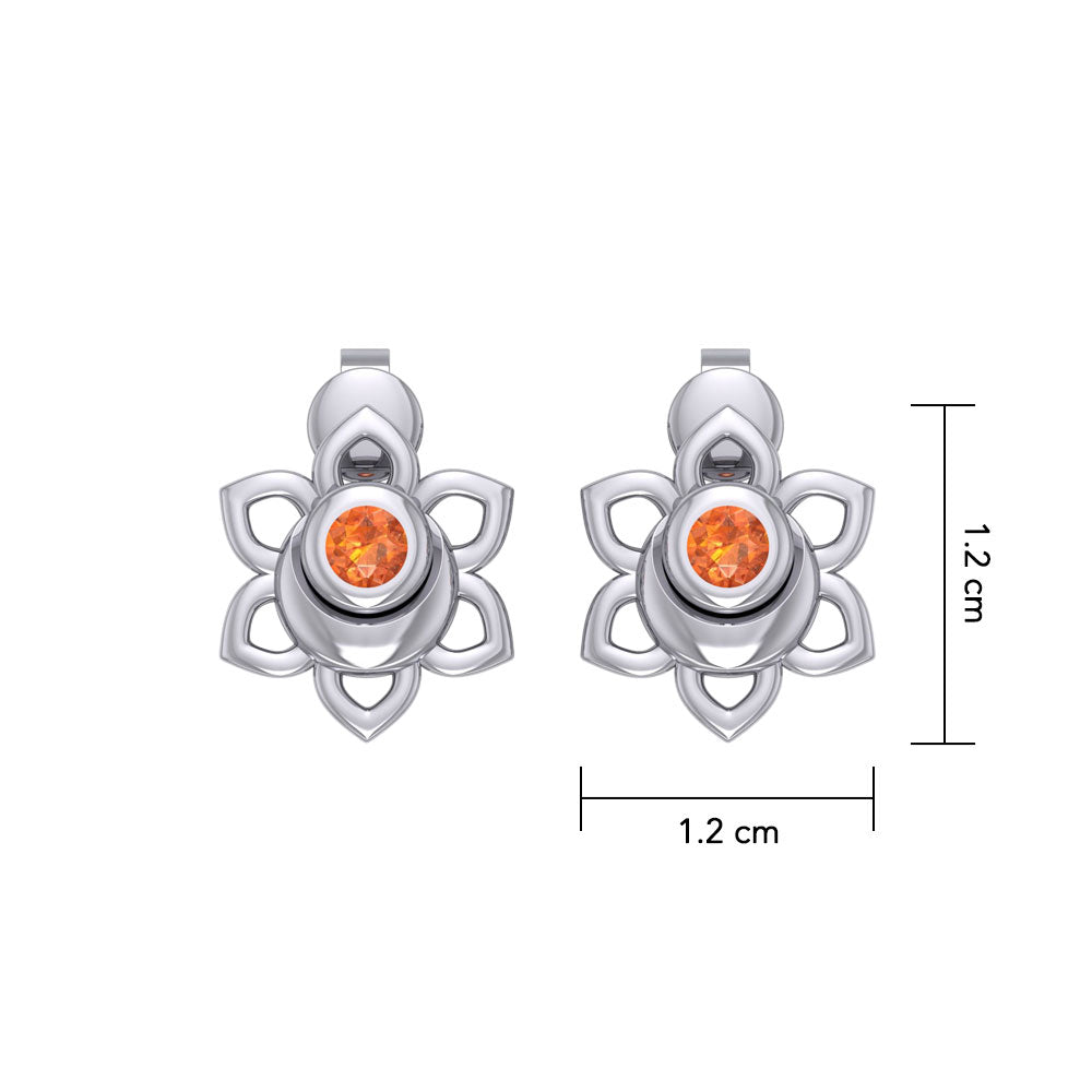 Svadhisthana Sacral Chakra Sterling Silver Post Earrings with Gemstone TER2038