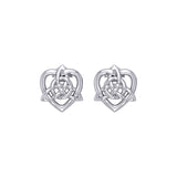 Celtic Heart And Triquetra Sterling Silver Post Earrings TER2160