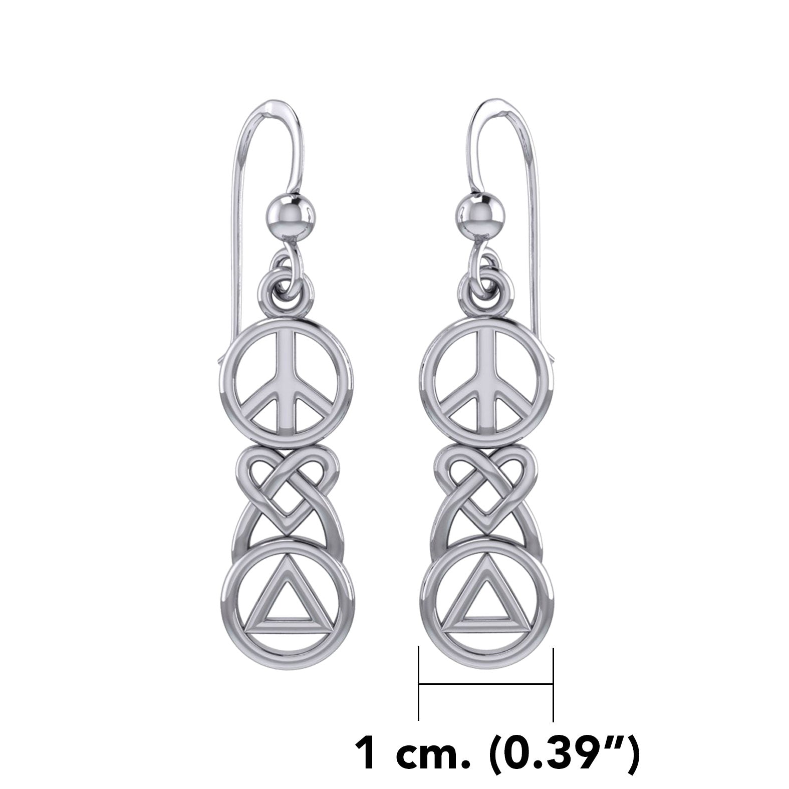 Peace, Celtic Heart and Recovery Sterling Silver Earrings TER2170
