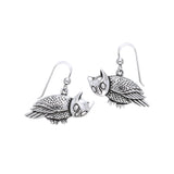Crouching Owl Silver Earrings TER370