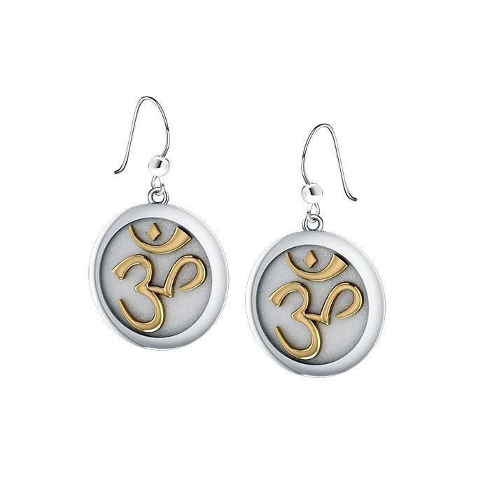 Om Gold Accent Silver Earrings TEV1052 - Jewelry