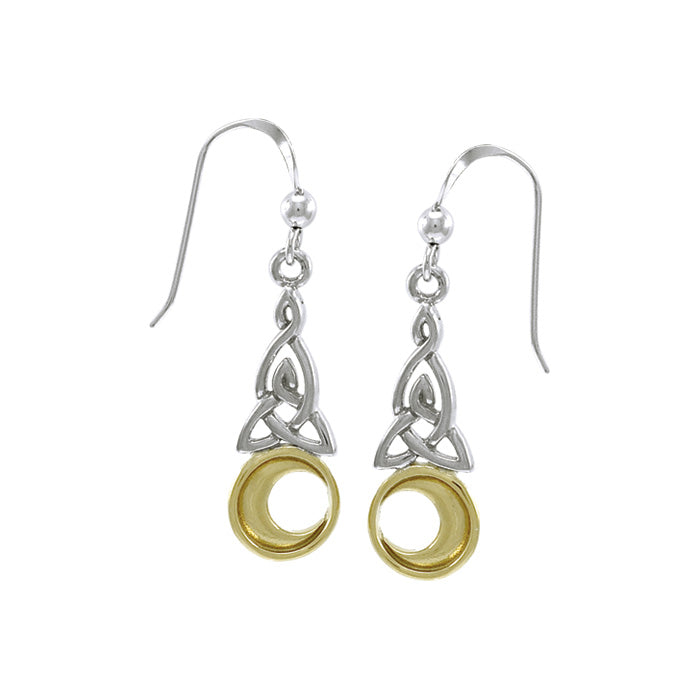 Celtic Knot Moon Gold Accent Silver Earrings TEV2565