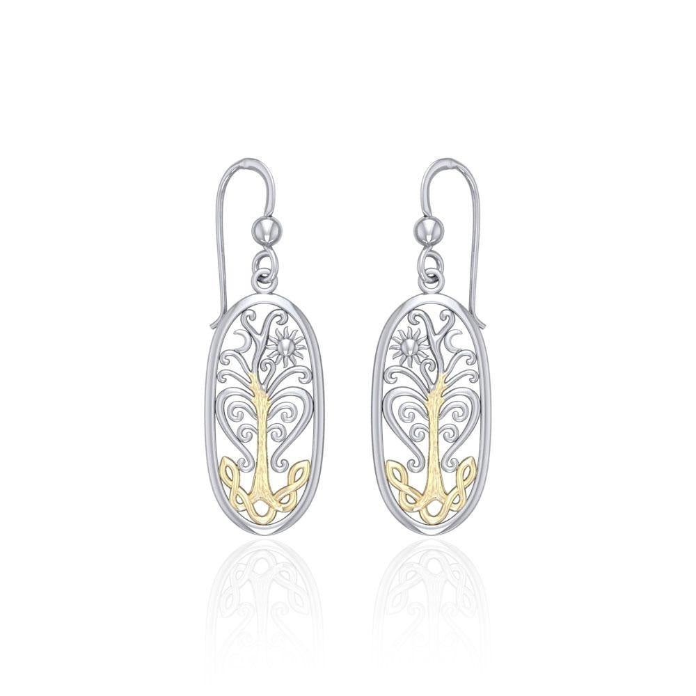 Worthy of the Golden Tree of Life ~ 14k Gold accent and Sterling Silver Jewelry Earrings - Jewelry