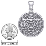 Large Seal of Solomon with Zodiac Symbol Silver Pendant TMD320-CUSTOM