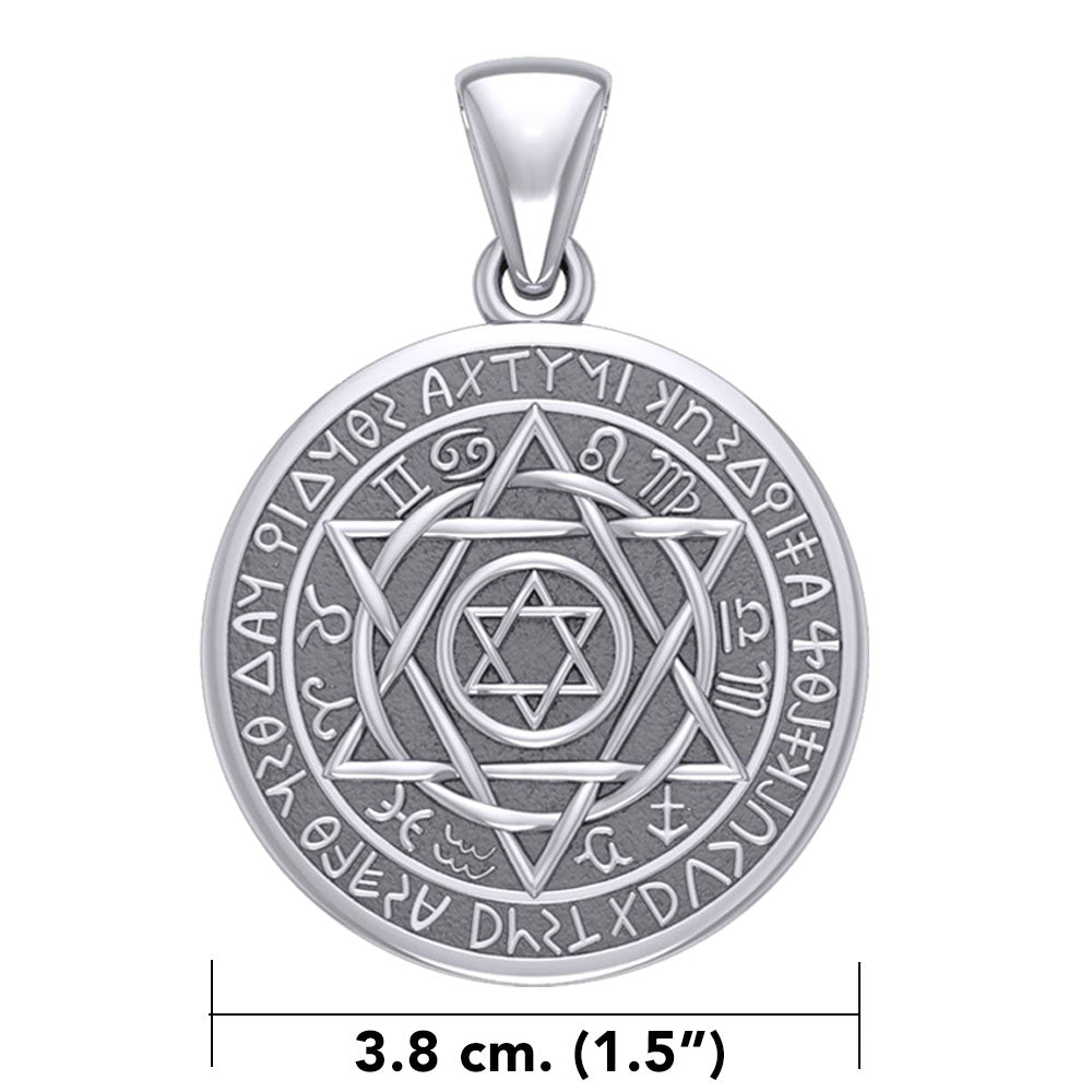 Large Seal of Solomon with Zodiac Symbol Silver Pendant TMD320-CUSTOM