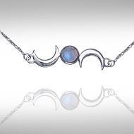 Crescent Moons Silver Necklace TN254 - Jewelry