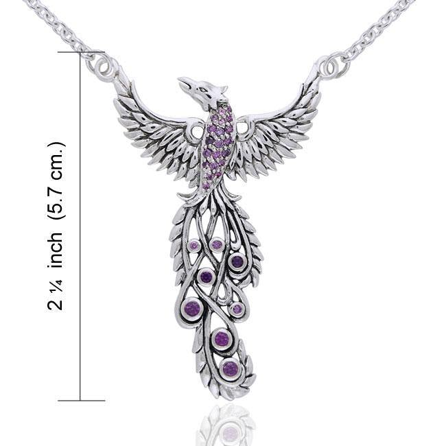 Honor Thy Flying Phoenix ~ Sterling Silver Jewelry Necklace with Gemstone TNC236 - Jewelry