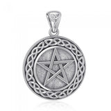 Pentagram Pentacle with Celtic Border Sterling Silver Pendant TP202