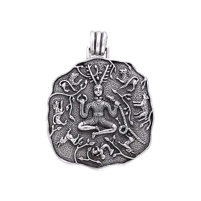 God Cernunnos in his mighty throne ~ Sterling Silver Pendant by Courtney Davis TP3460