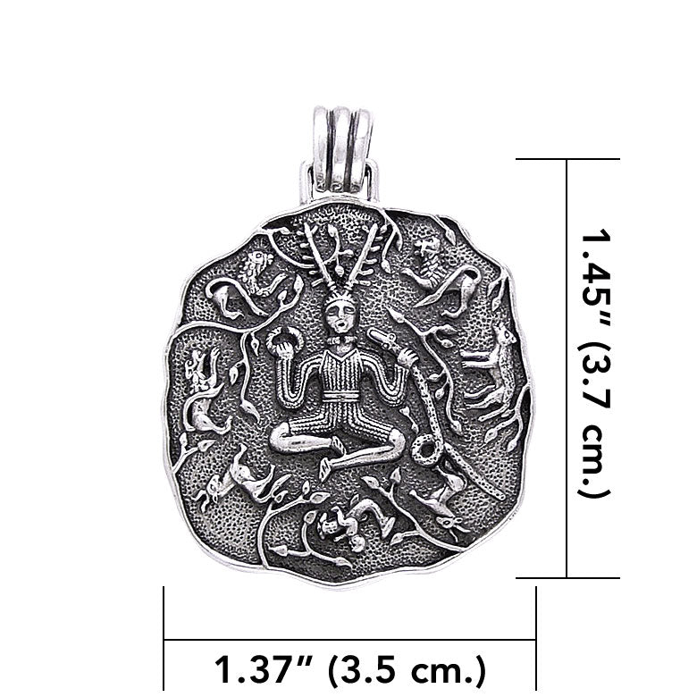 God Cernunnos in his mighty throne ~ Sterling Silver Pendant by Courtney Davis TP3460