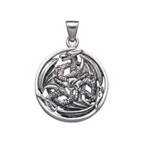 Triple Dragon Sterling Silver Pendant TP965