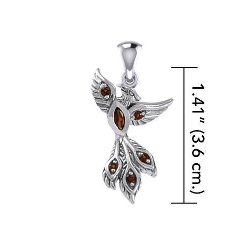 Alighting breakthrough of the Mythical Phoenix Silver Pendant with Gems TPD5407 - Jewelry