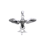 Flying Owl with Pentagram Sterling Silver Pendant TPD1009