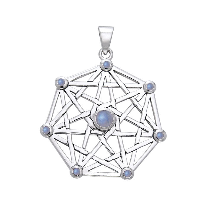 Protective Septacle Silver Pendant with Gemstones by Oberon Zell TPD1076
