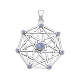 Protective Septacle Silver Pendant with Gemstones by Oberon Zell TPD1076