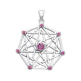 Protective Septacle Silver Pendant with Gemstones by Oberon Zell TPD1076