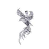 Soar to the Heavens ~ Flying Phoenix Sterling Silver Pendant with Gems TPD3591