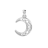 Celtic Crescent Moon Sterling Silver Pendant TPD3711