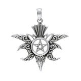 Raven on Pentacle Sterling Silver Pendant TPD4220