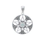 Pentacle with Crescent Moon Sterling Silver Pendant TPD4228