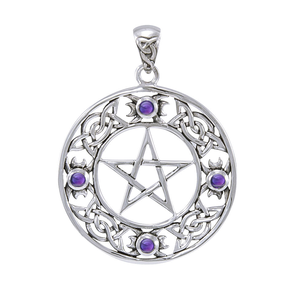Celtic Knot Pentacle Pendant with Gemstone TPD4329