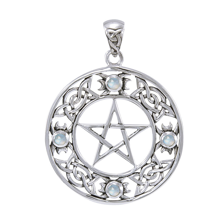 Celtic Knot Pentacle Pendant with Gemstone TPD4329