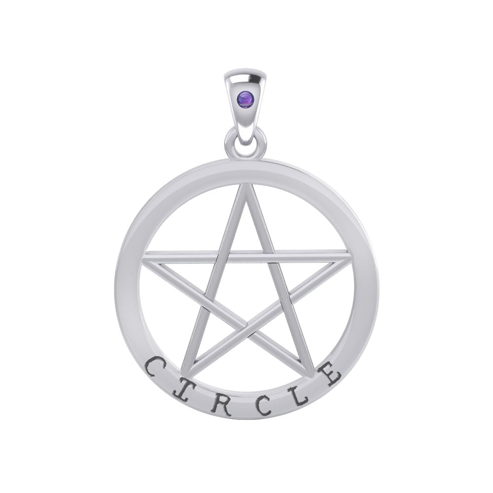 Circle Pentagram Silver Pendant TPD4509