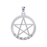 Circle Pentagram Silver Pendant TPD4509
