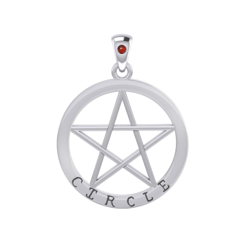 Circle Pentagram Silver Pendant TPD4509