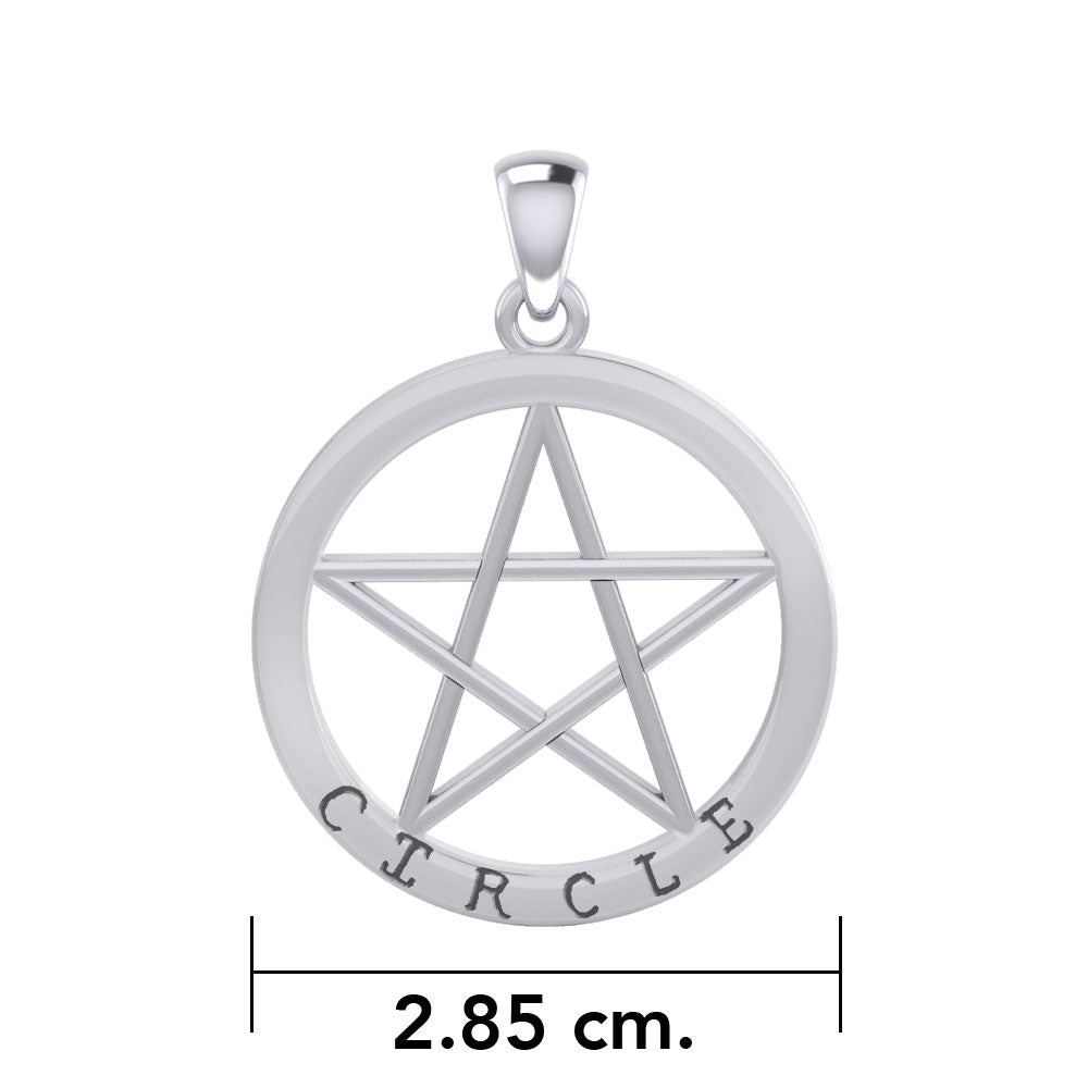 Circle Pentagram Silver Pendant TPD4509