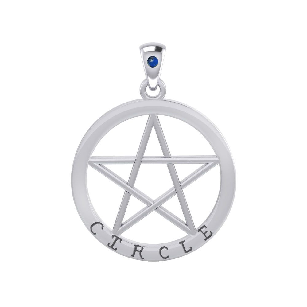 Circle Pentagram Silver Pendant TPD4509