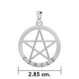 Circle Pentagram Silver Pendant TPD4509