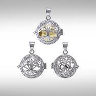 Global Harmony Wrapped in the Angel Wings ~16mm chiming harmony ball with a 25mm Sterling Silver Jewelry Pendant cage - Jewelry