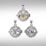 Global Harmony Wrapped in the Angel Wings ~16mm chiming harmony ball with a 25mm Sterling Silver Jewelry Pendant cage - Jewelry