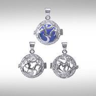 Global Harmony in Om ~16mm chiming harmony ball with a 25mm Sterling Silver Jewelry Pendant cage - Jewelry