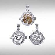 Global Harmony in Om ~16mm chiming harmony ball with a 25mm Sterling Silver Jewelry Pendant cage - Jewelry