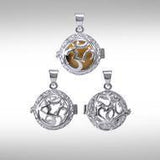Global Harmony in Om ~16mm chiming harmony ball with a 25mm Sterling Silver Jewelry Pendant cage - Jewelry